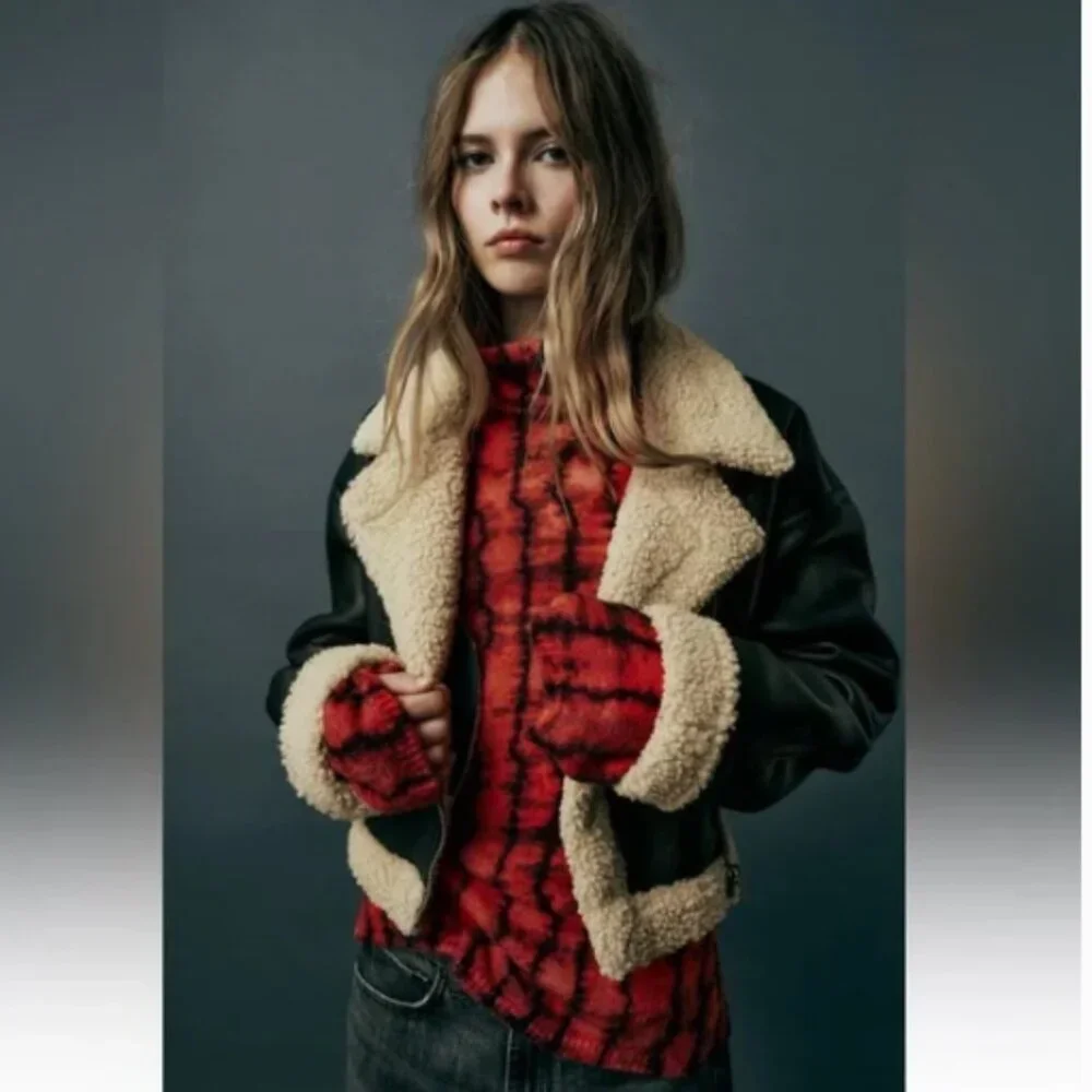 Zara Red and Black Tie Dye High Neck Sweater, NWT, L - Picture 2 of 16